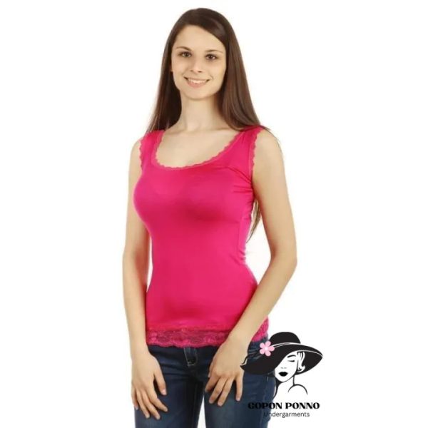 Stylish Sleeveless Cotton Lace T-Shirt Set for Women Girls - Image 2