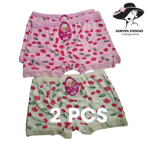 Cherry Charm 2-Piece Comfortable Boyshort Panty Set - Image 3