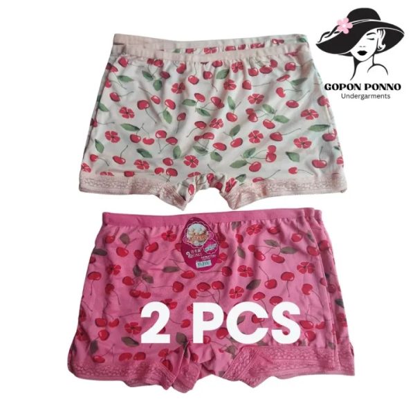 Cherry Charm 2-Piece Comfortable Boyshort Panty Set - Image 2