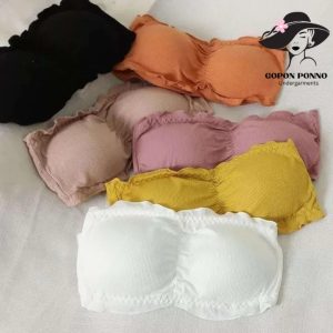 Stretch Cotton Lace Tube Top Strapless Bra