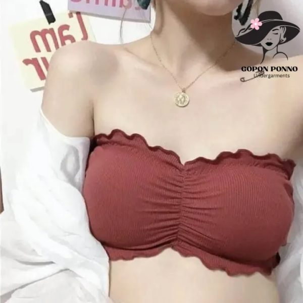 Stretch Cotton Lace Tube Top Strapless Bra - Image 9
