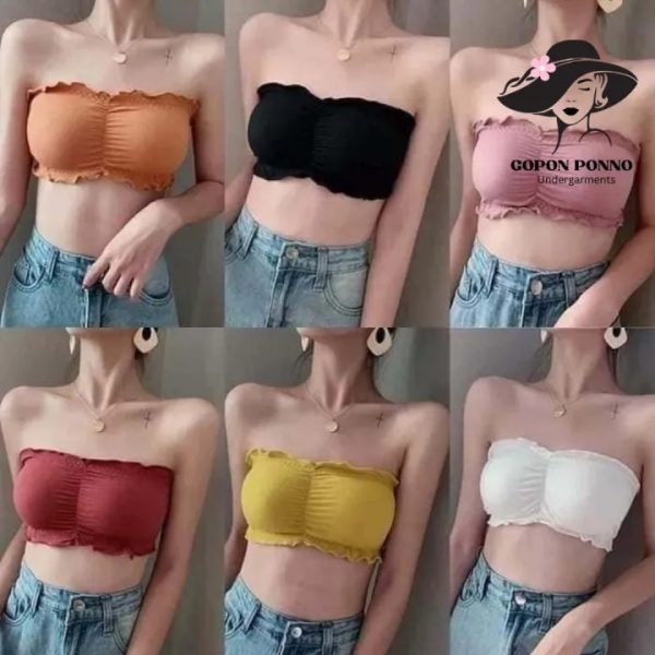 Stretch Cotton Lace Tube Top Strapless Bra - Image 6