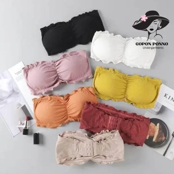 Stretch Cotton Lace Tube Top Strapless Bra - Image 5