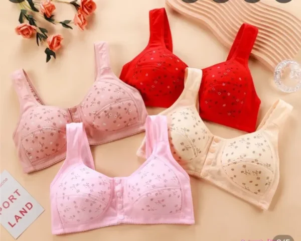 Printed Front Button Soft Cotton Maternity Nursing Bra - Image 2