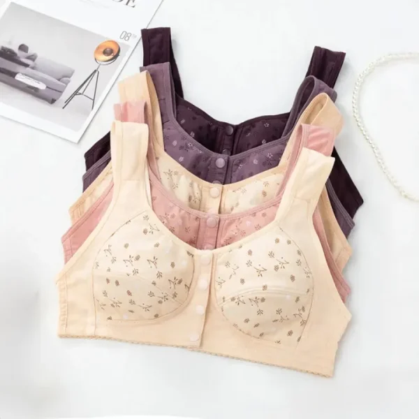 Printed Front Button Soft Cotton Maternity Nursing Bra - Image 4