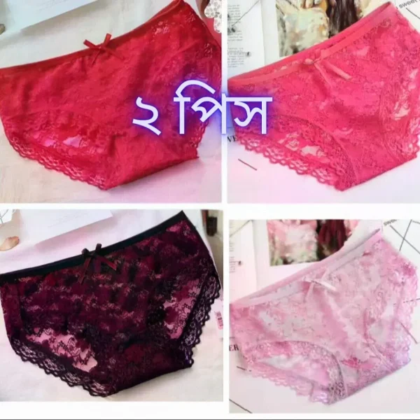 comfortchic 2 piece soft cotton lace panty set – stretchable slim fit for women & girls
