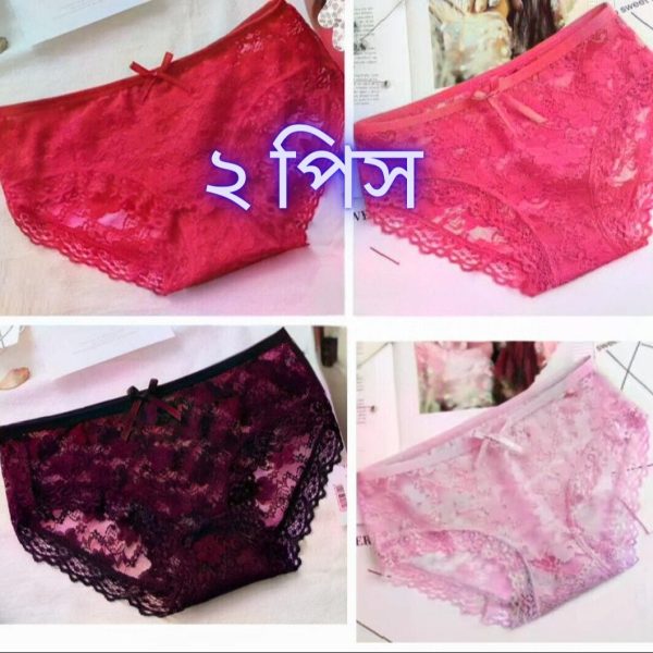 comfortchic 2 piece soft cotton lace panty set – stretchable slim fit for women & girls